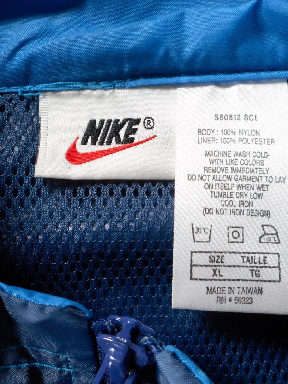 VTG 80s 90s NIKE Mens XL Blue Full Zip Track Jacket Windbreaker Swoosh Mesh Vent